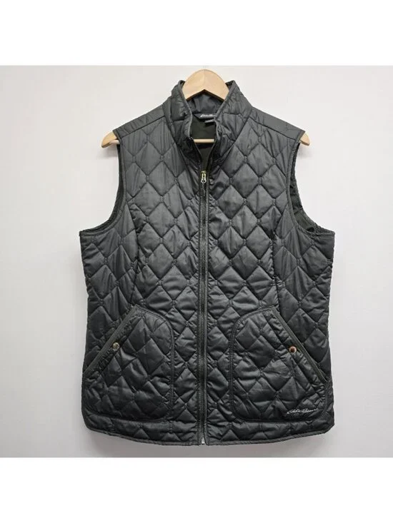 Eddie Bauer Lightweight Quilted Vest Size XL Outdoor Layering Packable Green