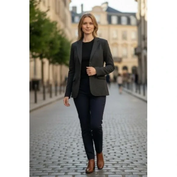 Lauren Ralph Lauren Blazer Womens‎ Large Black Knit Cotton Nylon Jacket Stretch