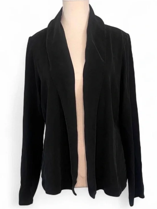 Eileen Fisher Black‎ 100% Silk Open Front Cardigan Jacket M