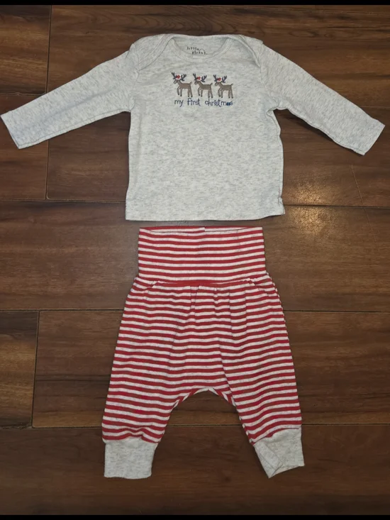 EUC Little Planet Carter's Gray Top Red White Striped 