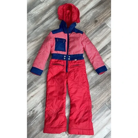 Hot Gear‎ Kid's Vintage Red Plaid One-Piece Snowsuit Size 6