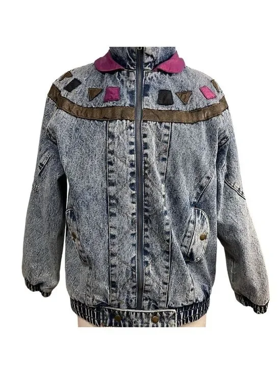 Women’s Vintage Faded Glory Denim Jacket, Size‎ L, Blue & Purple