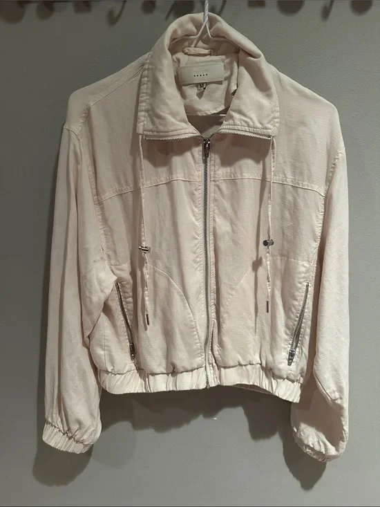 Beige Women's Zip-Front Linen Jacket