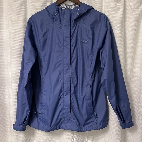 The North Face Dryvent Women's Rain Jacket Full Zip Hooded Blue, Size L READ‎