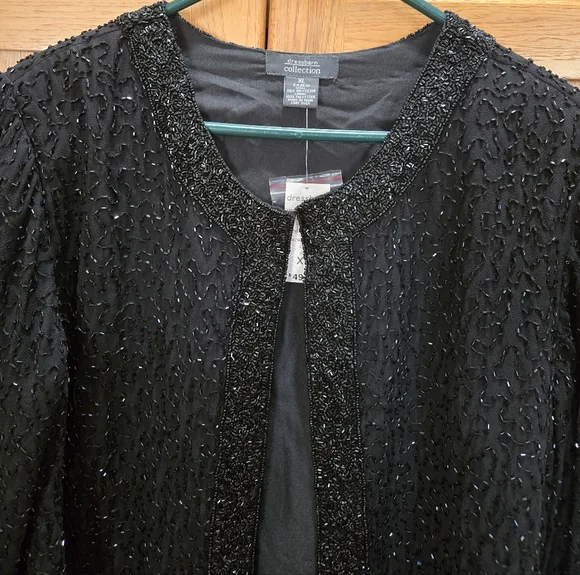 STUNNING -BEADED  FORMAL-PARTY- EVENING WEAR JACKET-DRESS BARN-XLRG-BLACK