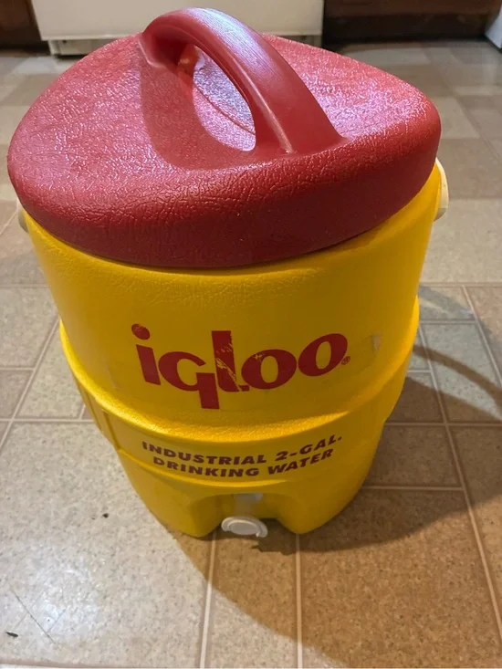 Igloo Yellow Cooler with Red Lid and Handle