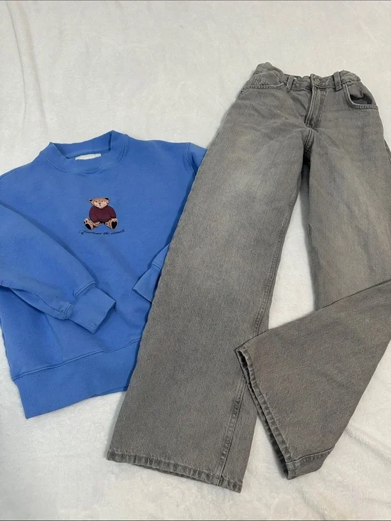 ❤️ Zara Girl Sweatshirt & Wide Leg Jeans Size 13/14
