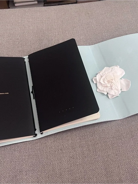 Blue Leather Notebook Journal Cover, Carmen Louisa Grid Notebooks miu miu Pencil