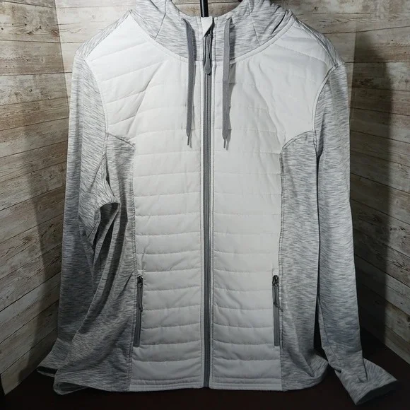 Jockey Women's White and Gray Active Wear‎ Hooded Full Zip Jacket Sz XXL