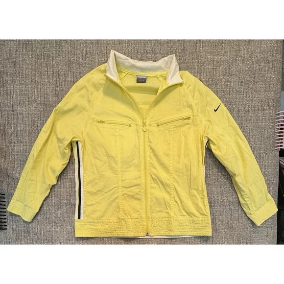 NIKE Size Small Jacket‎ Running Dry-Fit Wind Breaker Play Up Yellow White Black