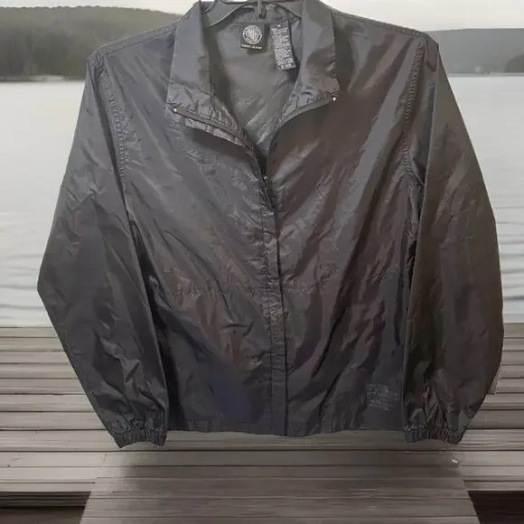 DKNY Jeans Women’s Windbreaker Jacket M Black Packable Y2K Lightweight‎ Vacation