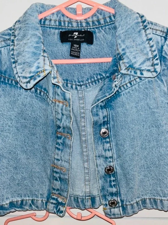 7 For All Mankind Light Blue Denim Cropped Jacket