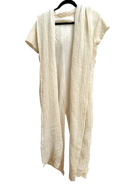 Laura Siegel Lagenlook Duster Textured Layering Topper Hooded Wrap Size XS Gauze
