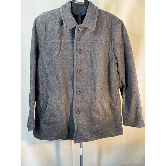 J.Crew Women's Wool Blend Coat Large Gray Button Front Thinsulate Lined‎ Jacket