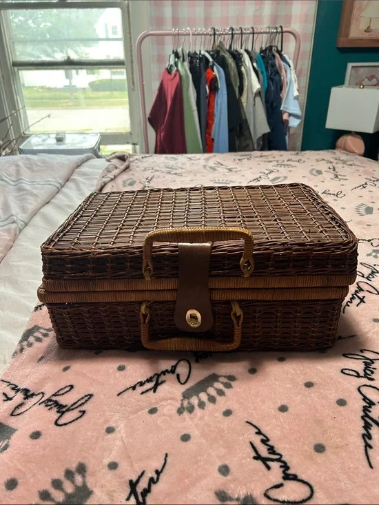Wicker Storage Basket with Handle - Brown