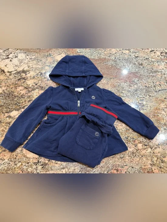 Gucci Children's Navy Hooded Jacket & Pants Set - 9/12 months