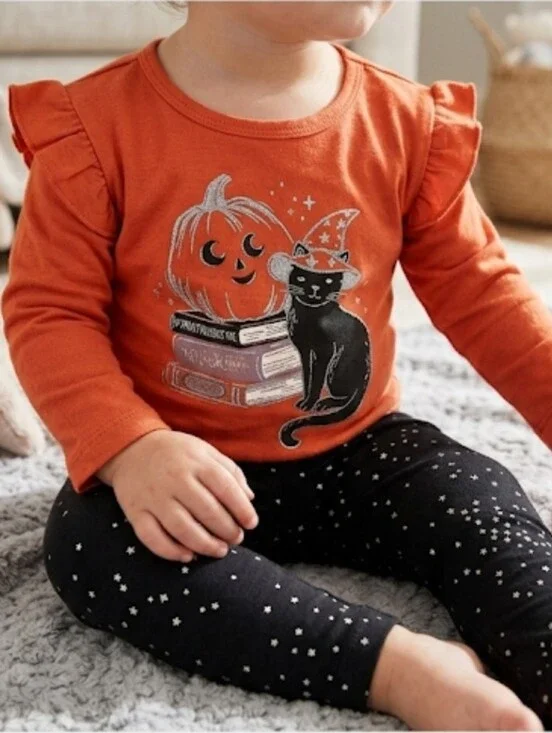 Carter's Girl's Orange&black Halloween Outfit Size 12 Months‎ NWT