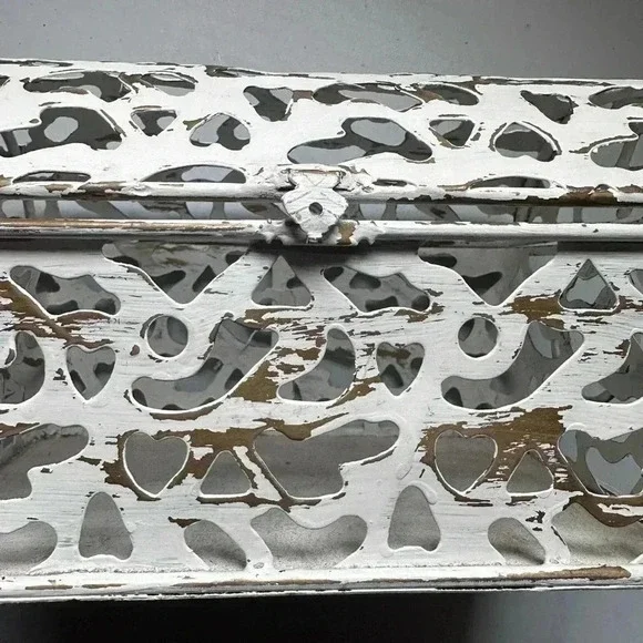 Metal Decorative‎ Chipped Paint Design Chest Container