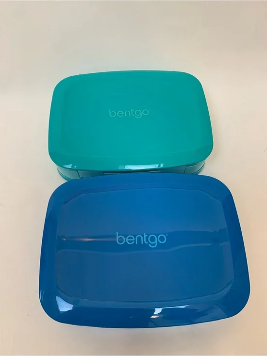 Bentgo Fresh Pair of Travel Lunch Bento Boxes in Teal and Blue, ice pack space