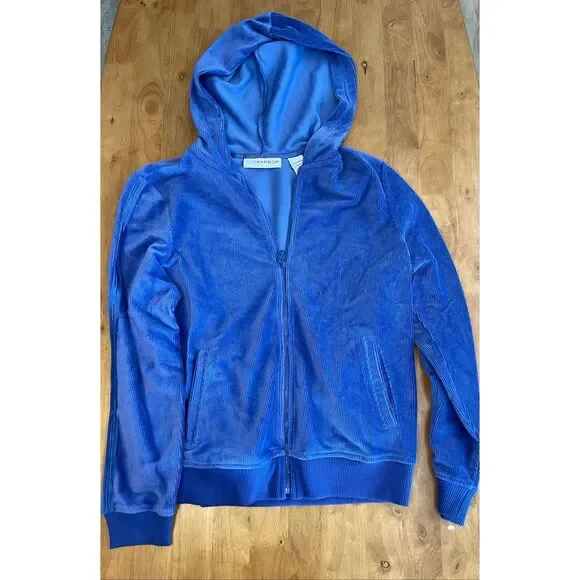 Sag Harbor Woman Zip Hoodie Jacket Medium Purple Corduroy Pocket Cotton Blend‎