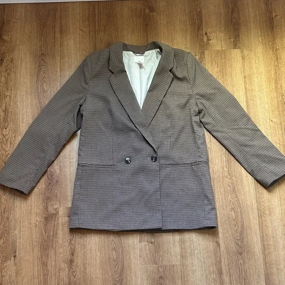 H&M Brown‎ Houndstooth Oversized Blazer