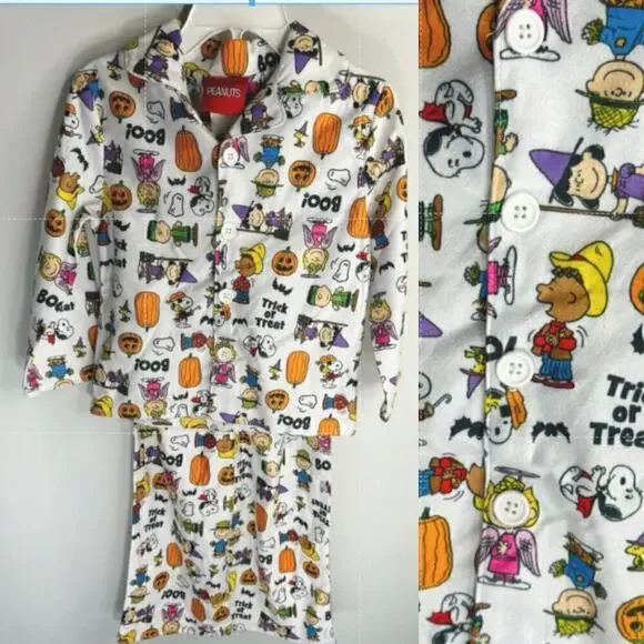 Peanuts Halloween Button down Pajamas‎ Two Pieces Set 3T NWT