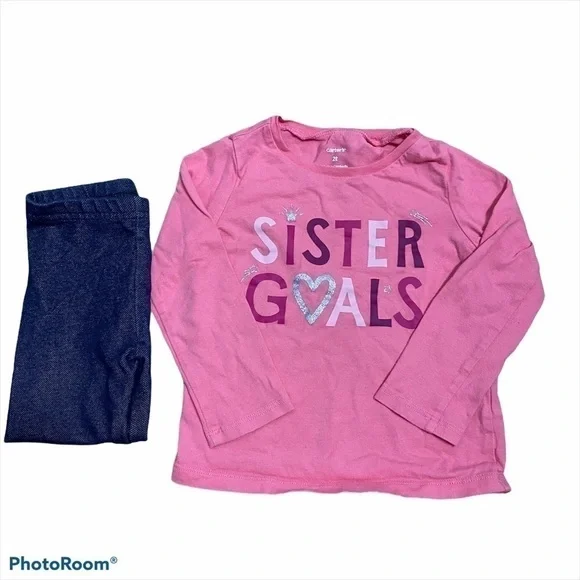 Sister Goals Outfit 2T Girls Long Sleeve Shirt Carters Pants Matching