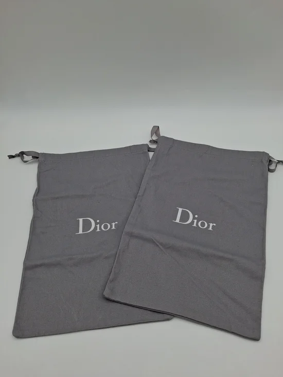 DIOR Gray Logo Drawstring Dust Storage Bags Set of 2 EUC