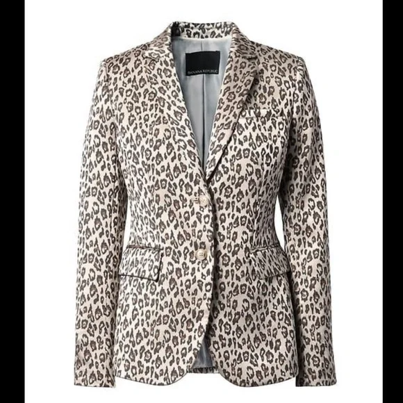 Banana Republic Leopard Print Blazer in Beige and Brown