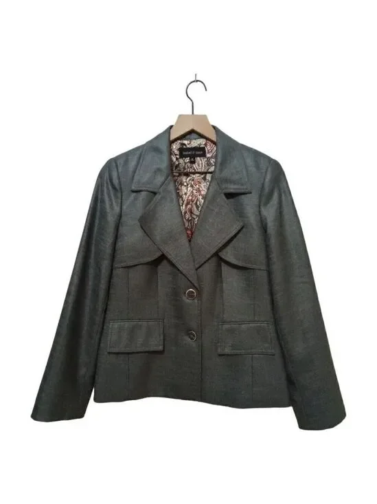 Isabel & Nina Gray Single Breasted Notch Lapel Modern Blazer Sz 8