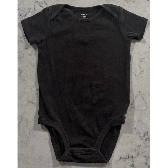 Carters Baby Boy Bodysuit 18 Months Charcoal Gray Short Sleeve Cotton One Piece
