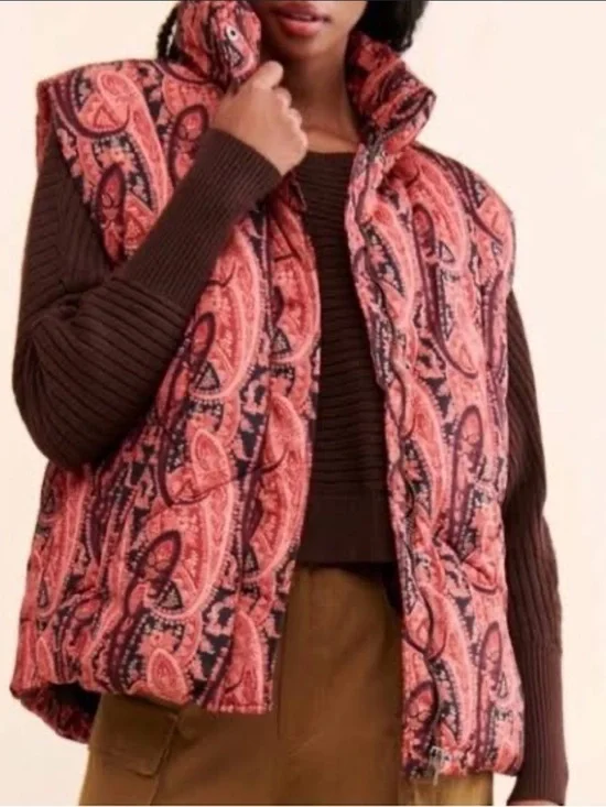 NWOT Oversized Free People Flora Paisley Puffer Vest Small