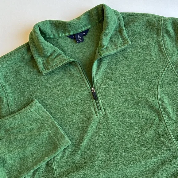 Lands‎ End Therma Check Green 1/4 Zip Soft Fleece Jacket Women’s Size XL