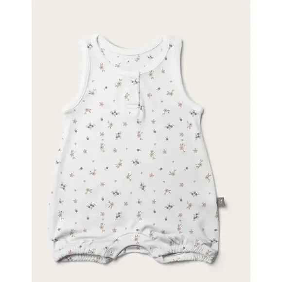 Goumi Kids Baby Romper Quick Change One Piece Size 6-12 Months Bamboo Floral NEW