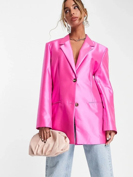 ASOS Design Ultimate Oversized Grandad Blazer in Hot Pink‎ Size 2