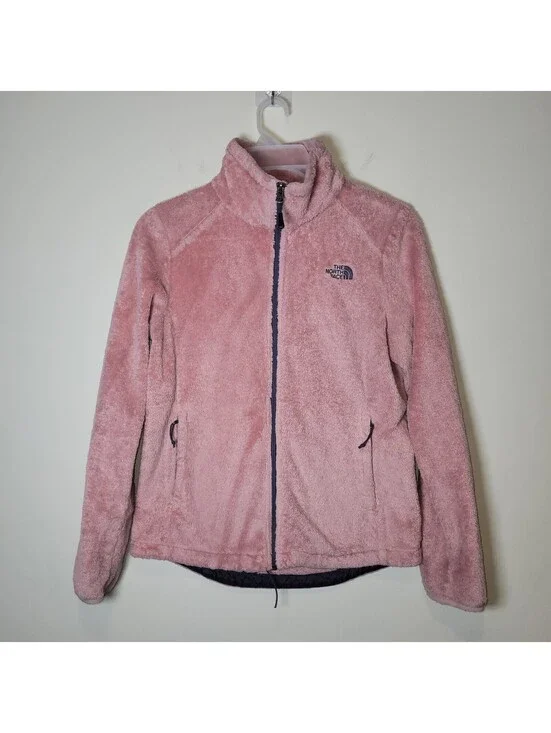 The North Face Women's Pink Full Zip Fuzzy Fleece Jacket Coat Size M Medium Warm