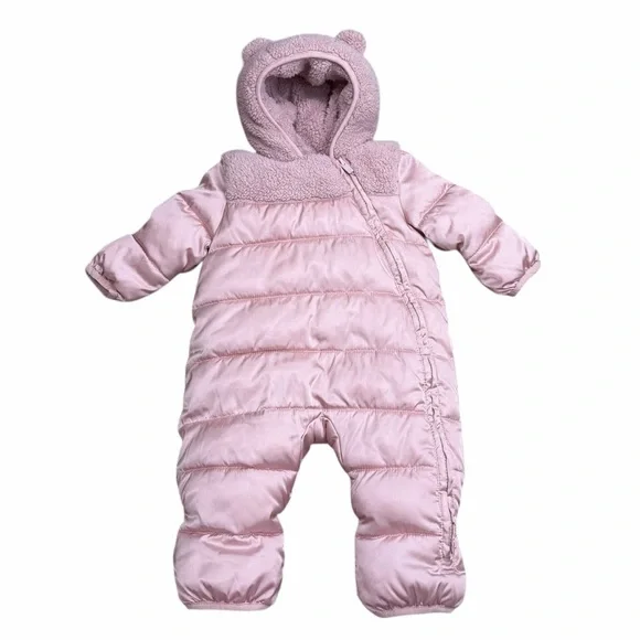 GAP Baby Lightweight Puffer One-Piece‎ Snowsuit | Primitive Pink | Size 3-6M