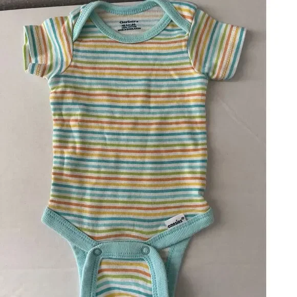Gerber Multicolor Striped Baby Bodysuit Short Sleeve Cotton Onesie‎