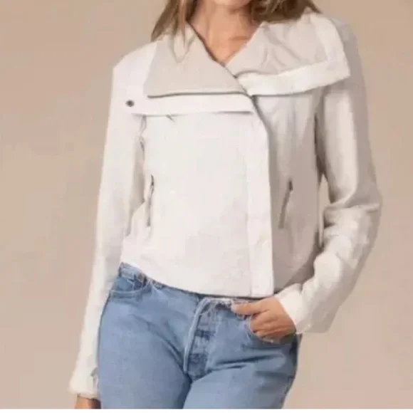 Anthropologie Marrakech Aspen Drapery Collared Linen Blend Moto‎ Jacket size XS