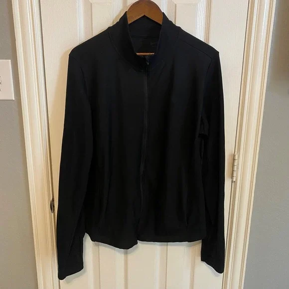 Nike One Dri-FIT Women XXL Black Ribbed Full Zip Training Jacket Lightweight