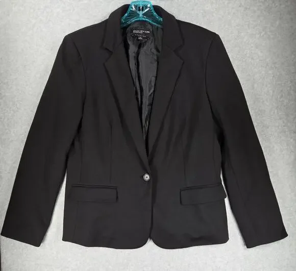Jones New York Collection Black Stretch 1-Button Blazer Jacket Size 12