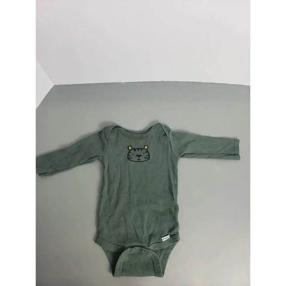 Gerber Baby‎ Tiger Long Sleeve Onesie Sage Green 3-6 Months Neutral Outfit
