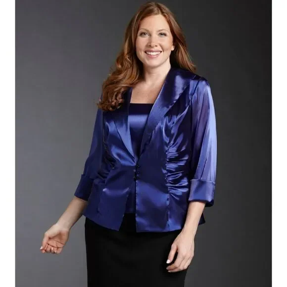 New! R&M RICHARDS 2-Piece Plus Size Women's Top & Jacket Set Size 18W Indigo