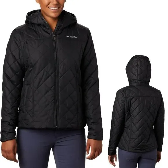 New! COLUMBIA Women's Copper Crest Hooded Black Jacket Fleece Lined Size XS