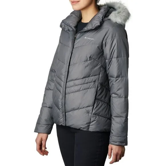 New! COLUMBIA Removable Hood Faux Fur Insulated Jacket Coat Peak to Park NWOT