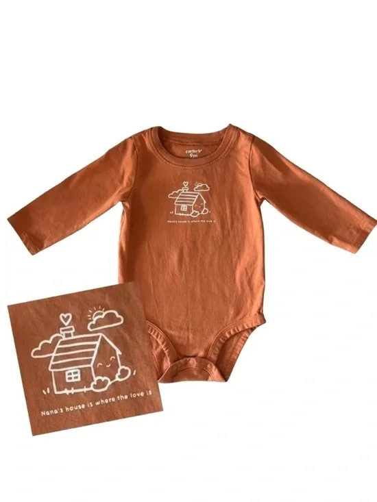 Carter's Rust Long Sleeve Bodysuit Onsie Nana’s Grandma House Love 9mo