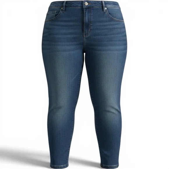 Lane Bryant Womens 24 Signature Fit Skinny‎ Jeans Mid-Rise Medium Wash Blue Plus