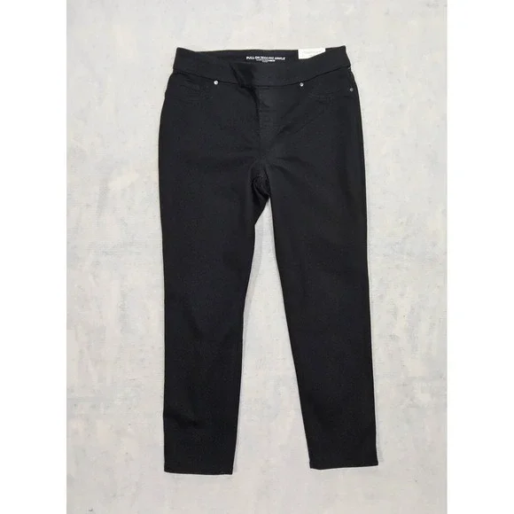 Chicos Jeans Womens 10 1.5 NEW Pull On Jegging Ankle Crop Stretch Black Swimming
