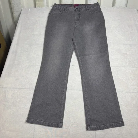 Westport Womens Bootcut Leg Jeans Gray Denim Stretch Zipper Fly 5-Pocket Size 14