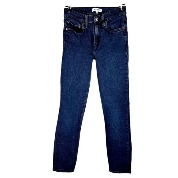 RE/DONE High Rise Skinny Jeans - Size 24 Jet Blue Black Minimalist‎ Chic
